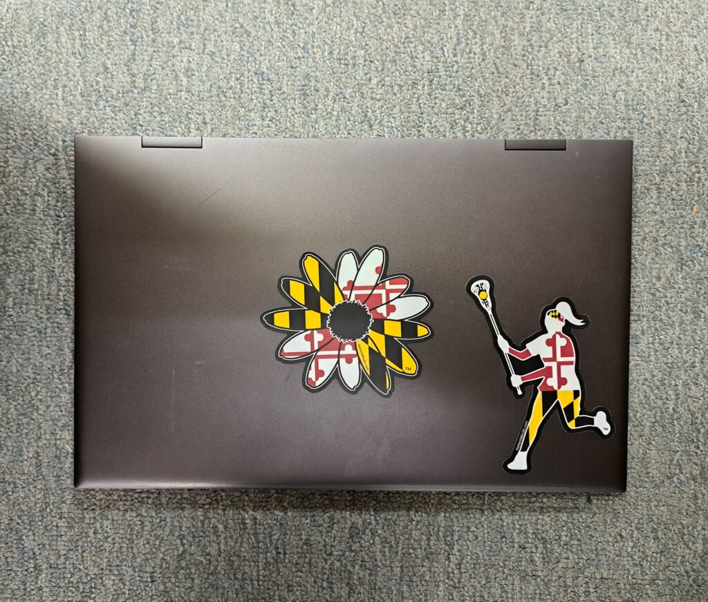 Maryland Flower decal on laptop
