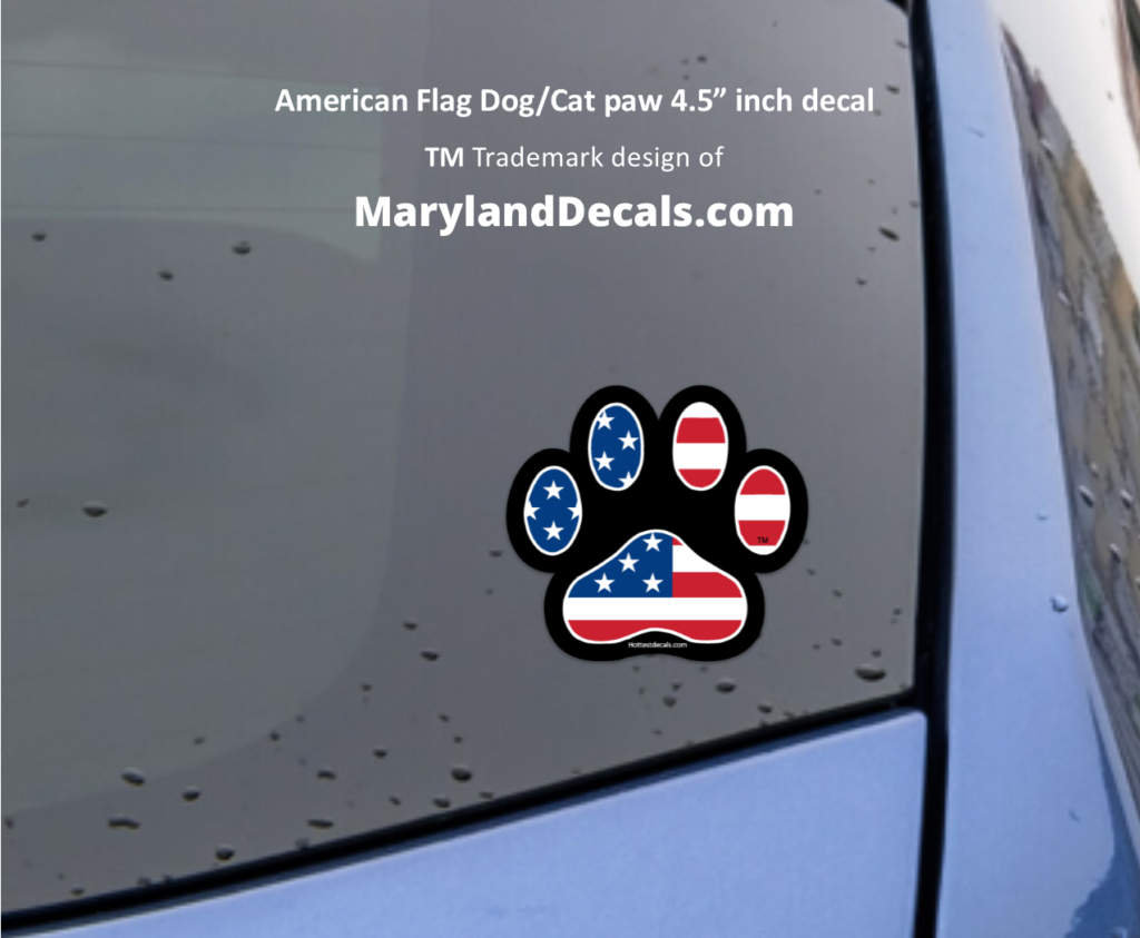 American Dog paw American Flag decals sticker MarylandDecals.com
